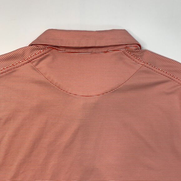 Nike Polo Shirt Men XL Extra Large Orangeade/White Striped Dri Fit Moisture Wick - Picture 10 of 12